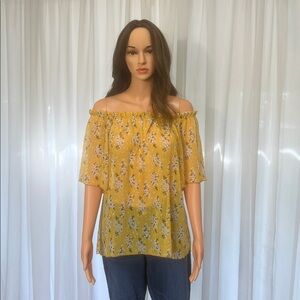Chic Yellow Floral Off-Shoulder Blouse
